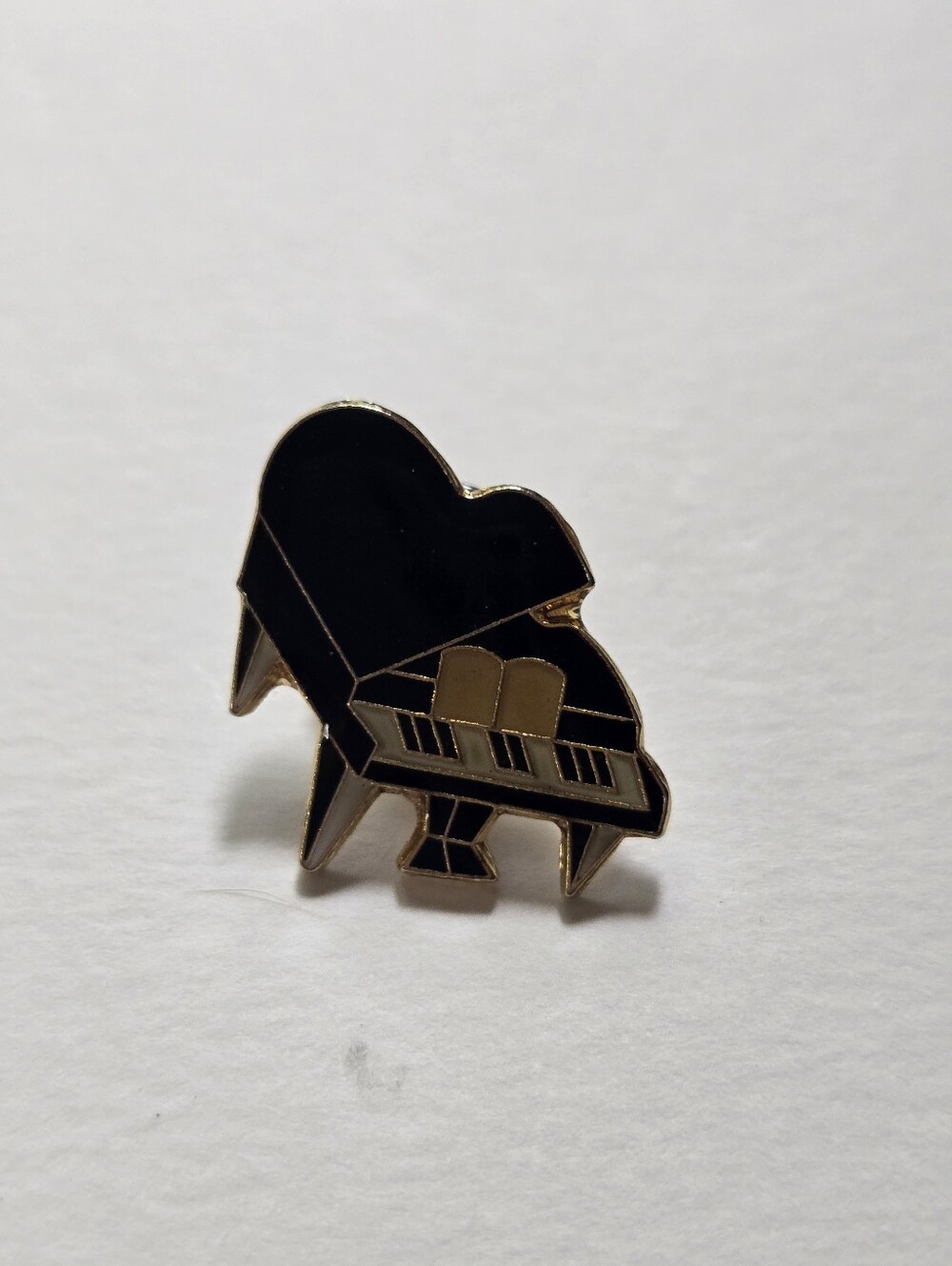 Grand Piano Enamel Pin in Black and Gold